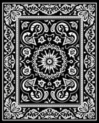 Traditional Black White Floral Medallion Rug