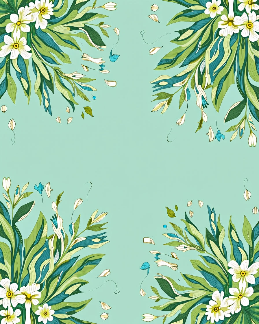Whimsical Floral Leaf Pattern Rug