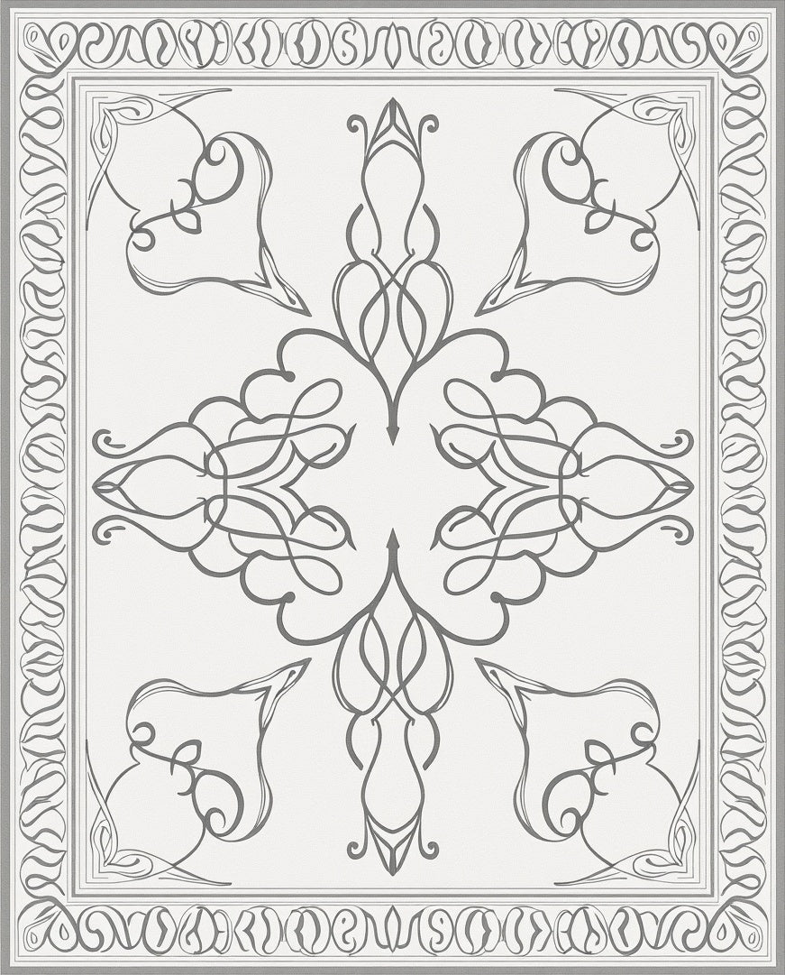 Sophisticated Grey Swirl Border Pattern Rug
