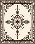 Dark Brown Ornate Scrollwork Design Rug