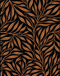 Black Orange Leafy Branch Pattern Rug