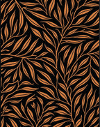 Black Orange Leafy Branch Pattern Rug