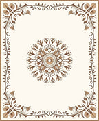 Brown floral mandala and border design Rug