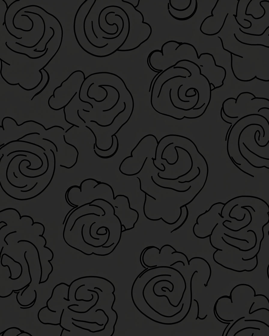 Subtle Black Floral Abstract Design Rug