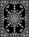 Classic Black White Floral Medallion Rug
