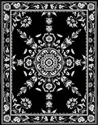 Classic Black White Floral Medallion Rug