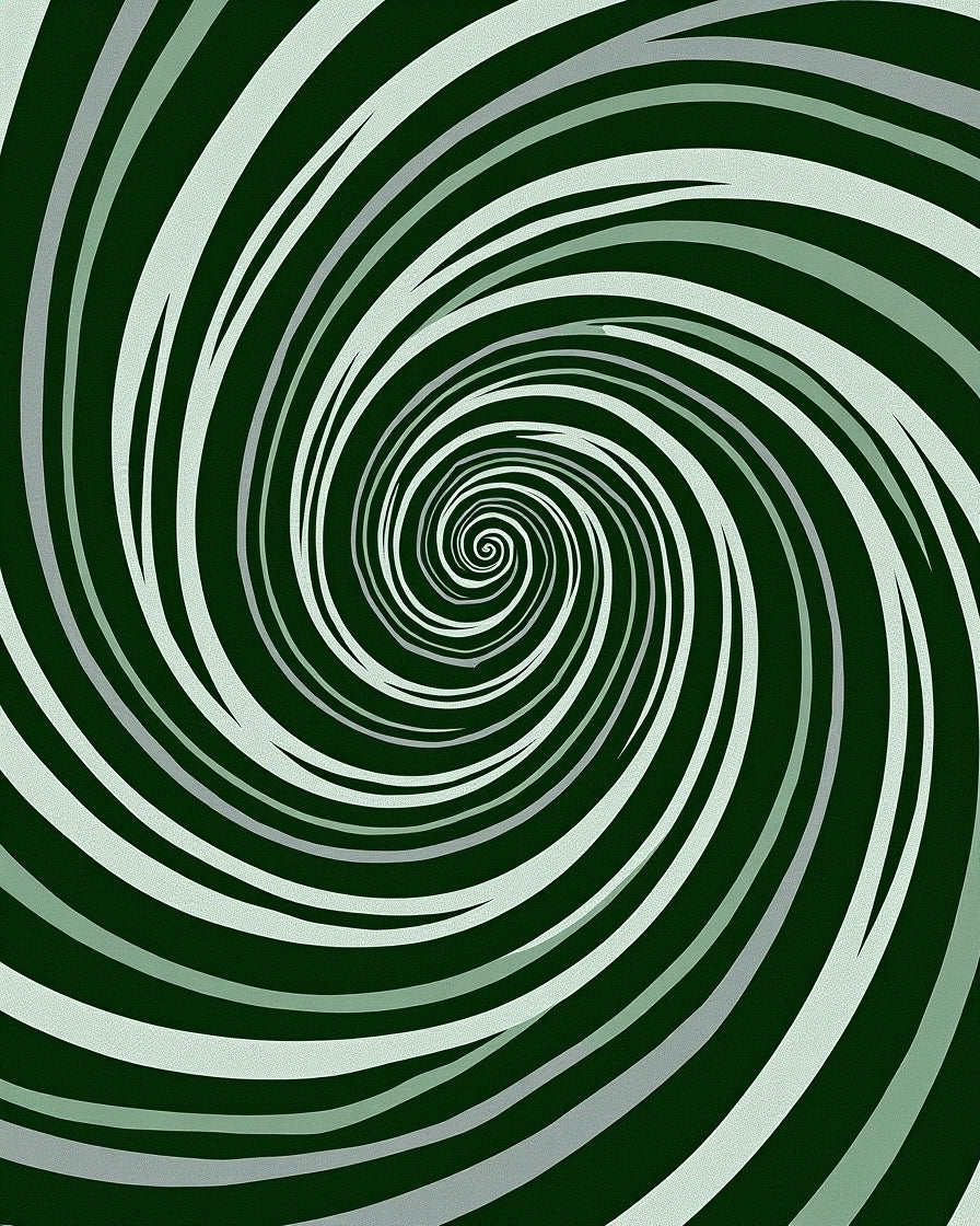 Green White Swirl Optical Rug