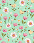 Charming Birds and Daisy Garden Pattern Rug