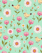 Charming Birds and Daisy Garden Pattern Rug