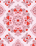 Ornate Floral Medallion Coral Design Rug