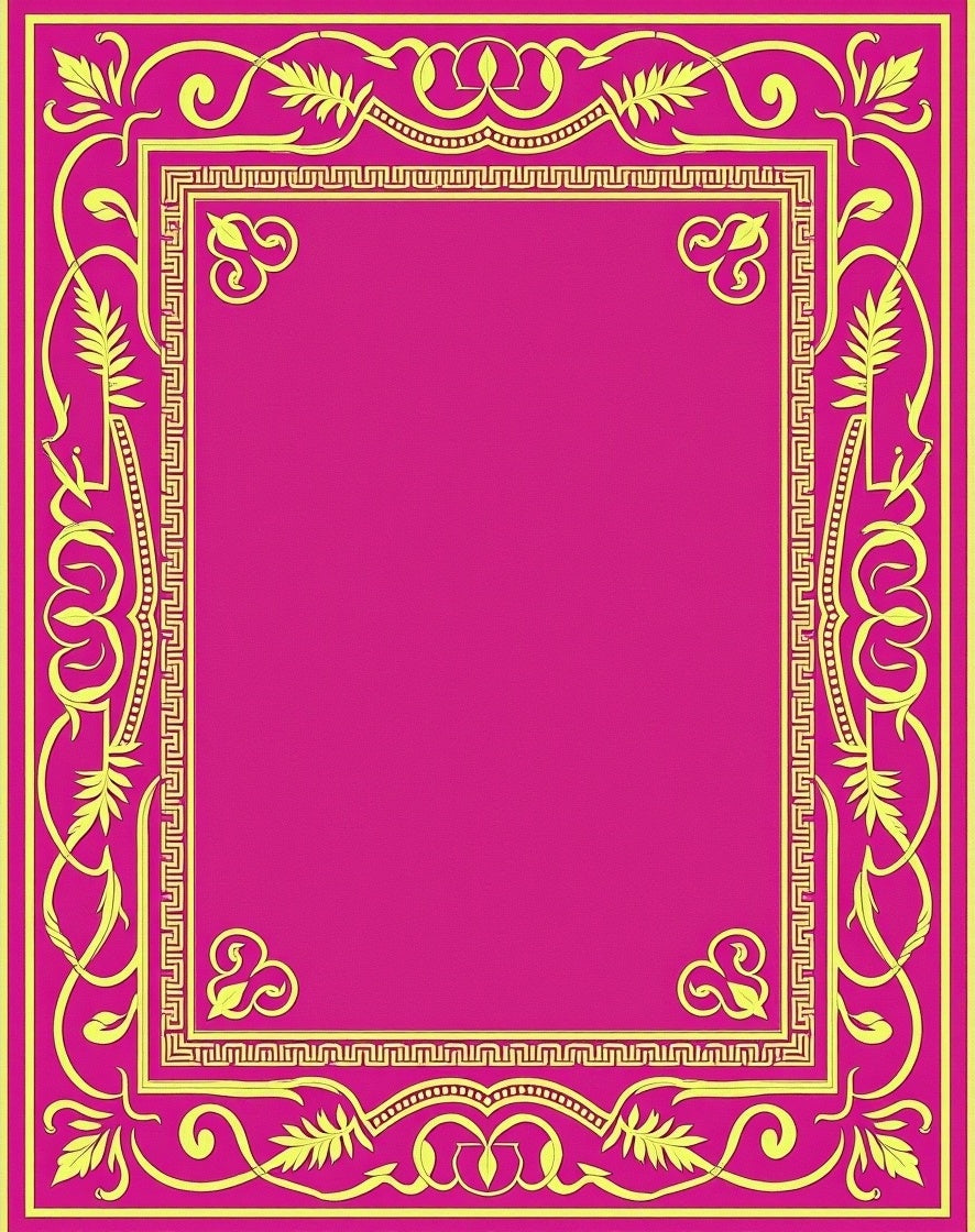 Ornate Yellow Floral Border Design Rug