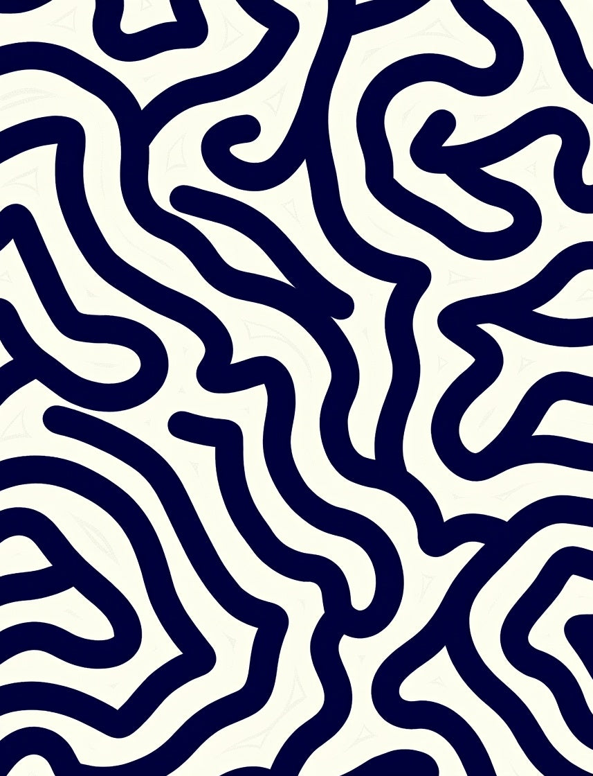 Navy Blue Abstract Swirl Pattern Rug