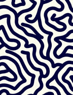 Navy Blue Abstract Swirl Pattern Rug