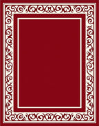 Ornate Scrollwork Crimson Frame Rug