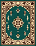 Teal Cream Medallion Border Rug