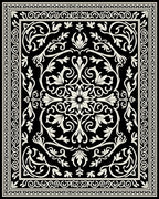 Classic Floral Scrollwork Square Pattern Rug