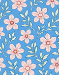 Pastel Pink Flower Blue Pattern Rug