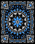 Monochromatic Blue Floral Mandala Design Rug