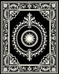 Ornate Black Ivory Scroll Border Pattern Rug