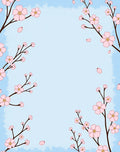 Pink Cherry Blossoms on Blue Canvas Rug
