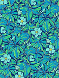 Tropical Floral Patterned Blue Green Rug