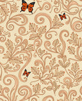 Orange Butterfly Floral Swirl Design Rug
