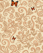 Orange Butterfly Floral Swirl Design Rug