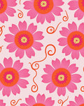 Retro Floral Swirls Pink Pattern Rug