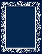 Elegant White Scroll Border on Navy Ground Rug