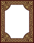 Elegant Marroon Gold Floral Border Rug