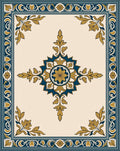 Grand Floral Medallion Blue Gold Rug