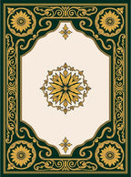 Elegant Floral Medallion Border Design Rug