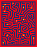 Red Blue Maze With Yellow Stars Rug
