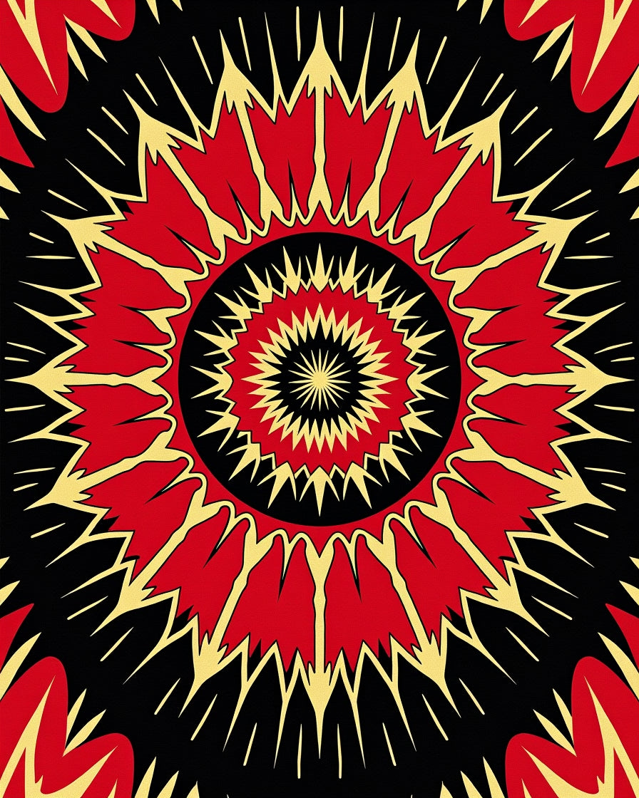Radiant Sunburst Geometric Pattern Rug