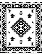 Traditional Black and White Geometric Design Rug