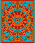 Vibrant Sunburst Mandala With Floral Accents Rug