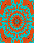 Symmetric Orange And Teal Mandala Design Rug