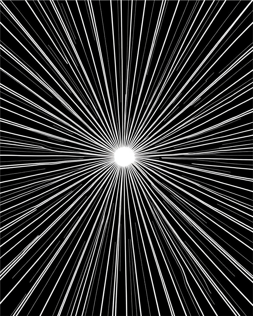 Radiant Burst Black White Line Art Rug