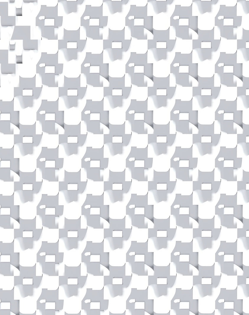 Modern White Interlocking Square Pattern Rug