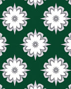 Green Floral Starburst Pattern Rug