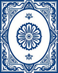 Classic Blue Floral Medallion Mandala Rug