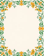 Golden Floral Scroll Border Rug