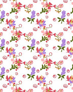 Whimsical Floral Pattern with Swirl Accents Rug