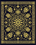 Elegant Gold Floral Swirl Pattern Rug