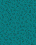 Teal Sketchy Floral Outline Pattern Rug