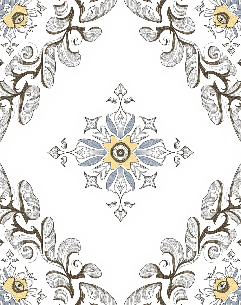 Ornate Floral Medallion Pattern Rug