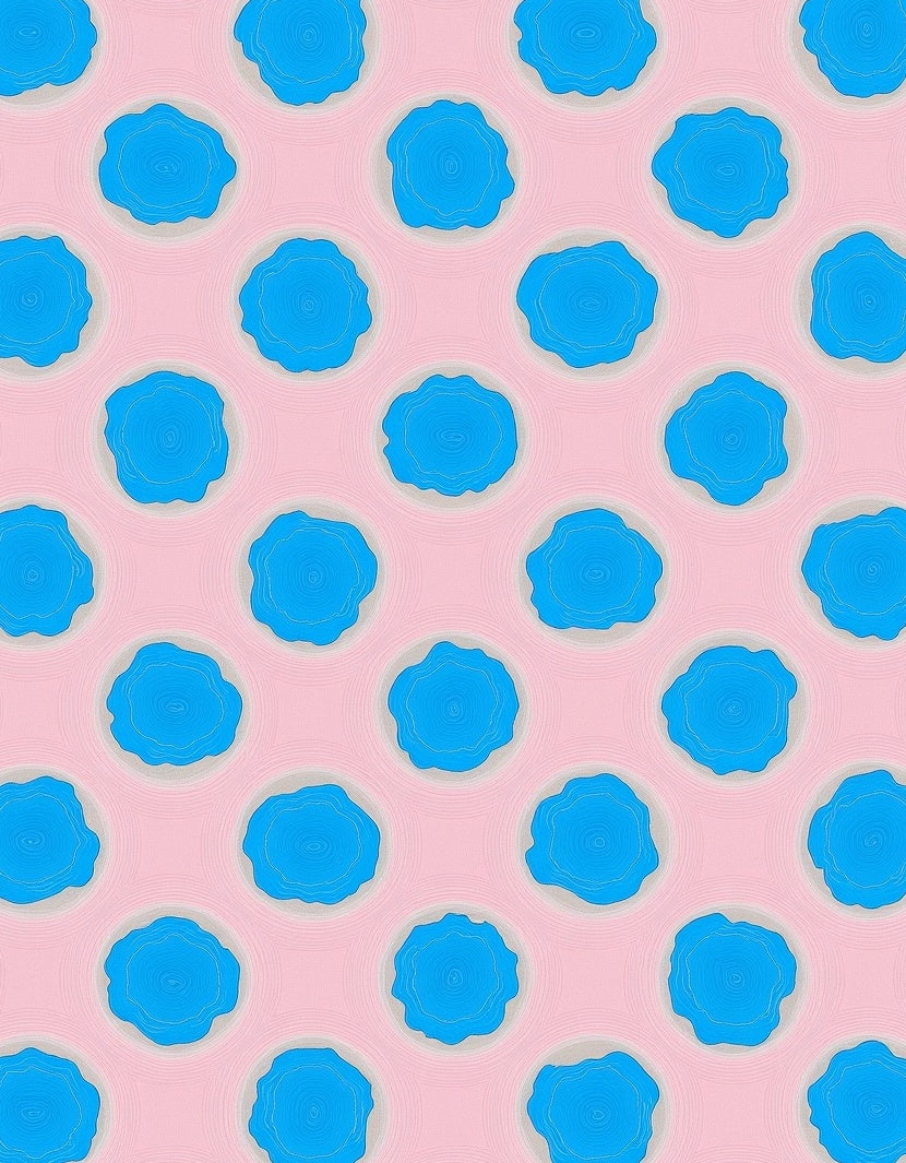 Whimsical Blue Circles Pink Pattern Rug