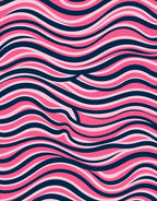 Pink Navy Wave Pattern Rug