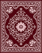 Elegant Floral Swirl Border Design Rug