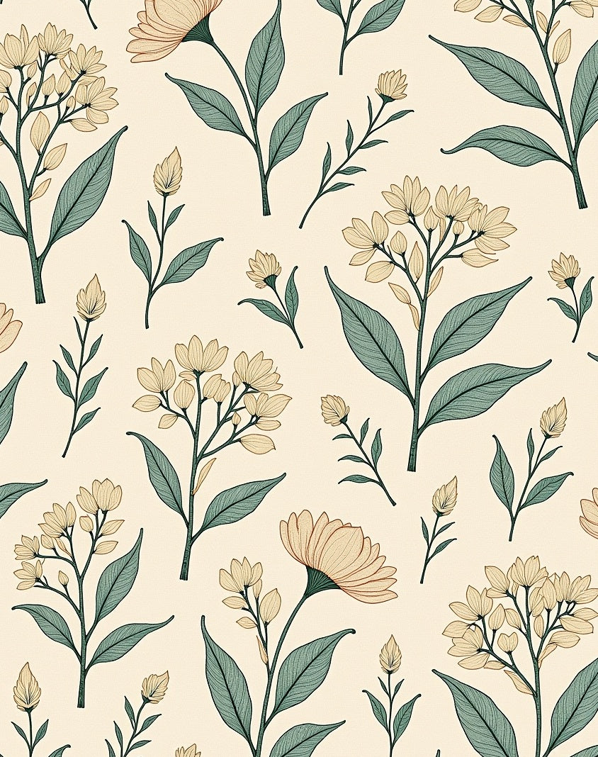 Botanical Floral Outline Design Rug